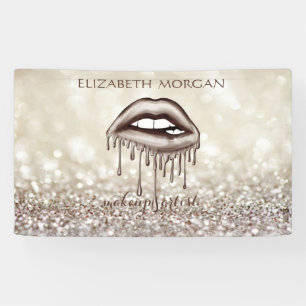 Elegante, moderne Metallic Dripping Lips, Bokeh Banner