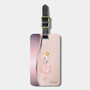 Elegante moderne metallische rosa Flamingo-Krone Gepäckanhänger