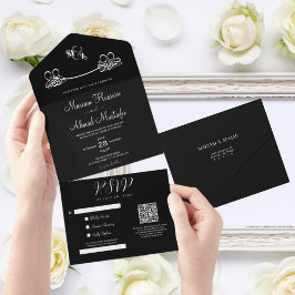 Elegante moderne Minimal Black & White Islamische  All In One Einladung