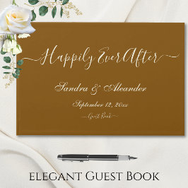Elegante Moderne Minimal Braun Hochzeit Gästebuch
