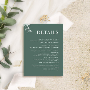 Elegante, moderne Minimal Grüne Hochzeit Details Begleitkarte