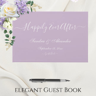 Elegante Moderne Minimal Lavendel Lila Hochzeit Gästebuch