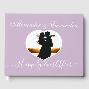 Elegante Moderne Minimal Lavendel Lila Hochzeit Gästebuch