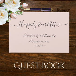 Elegante Moderne Minimal Light Blush Pink Wedding Gästebuch
