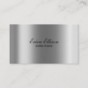 Elegante Moderne Minimal Metallic Silver Wedding Visitenkarte