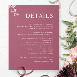 Elegante, moderne, minimale Burgund-Hochzeiten Det Begleitkarte