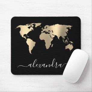 Elegante moderne minimale Goldweltkarte Mousepad