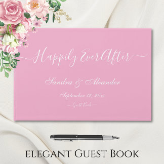 Elegante Moderne Minimale Hochzeit mit hellrosa Cr Gästebuch