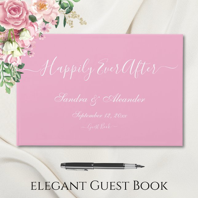 Elegante Moderne Minimale Hochzeit mit hellrosa Cr Gästebuch (Von Creator hochgeladen)