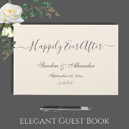 Elegante Moderne Minimale Hochzeit von Elfenbein Gästebuch