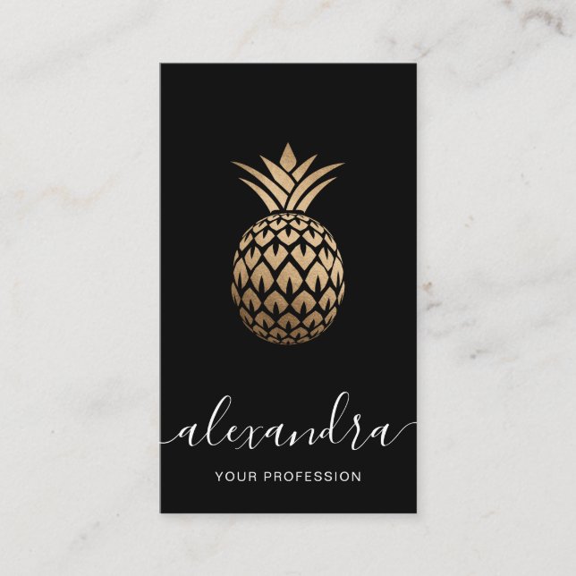 Elegante moderne, minimale Kupfergold-Ananas Visitenkarte (Vorderseite)