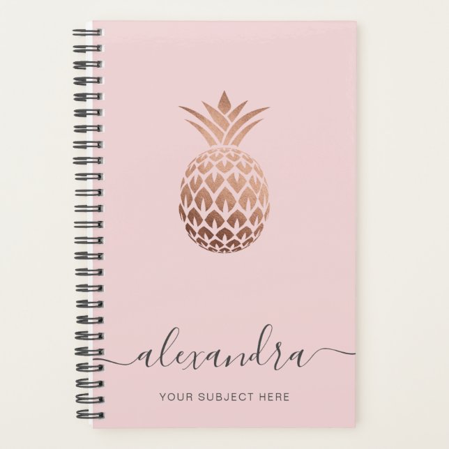 Elegante moderne minimale Rose Goldpink-Ananas Planer (Vorderseite)