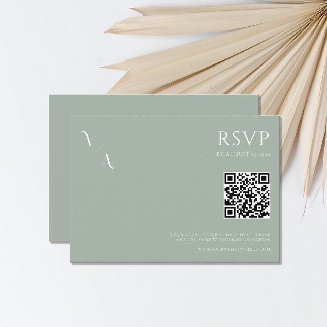 Elegante Moderne Minimalistisch Sage Green Wedding RSVP Karte (Von Creator hochgeladen)
