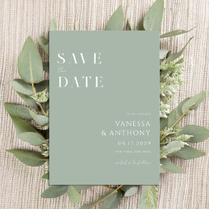 Elegante Moderne Minimalistisch Sage Green Wedding Save The Date