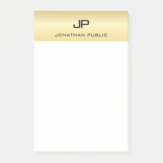 Elegante Moderne Minimalistisch Trendy Gold Schlic Post-it Klebezettel (Vorderseite)