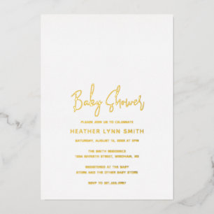 Elegante moderne minimalistische Babyparty in Gold Folieneinladung