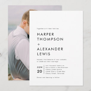 Elegante moderne minimalistische Foto-Hochzeit Einladung