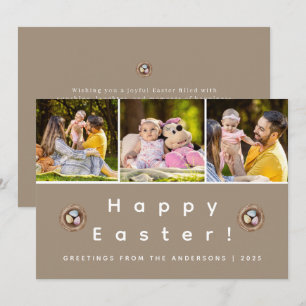 Elegante moderne minimalistische Frohe Ostern 3 Fo Feiertagskarte