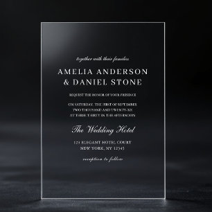 Elegante Moderne Minimalistische Hochzeit Acryleinladungen