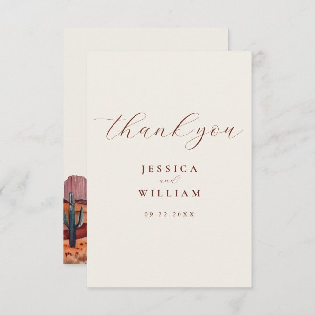 Elegante Moderne Minimalistische Hochzeit Dankeskarte (Vorne/Hinten)