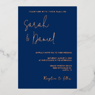 Elegante moderne Minimalistische Hochzeit der Mari Folien Feiertagskarte