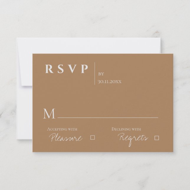 Elegante moderne Minimalistische Hochzeit RSVP Karte (Vorderseite)