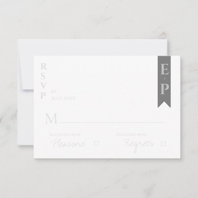Elegante moderne Minimalistische Hochzeit RSVP Karte (Vorderseite)