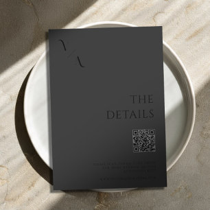 Elegante Moderne Minimalistische Matte Black Weddi Begleitkarte