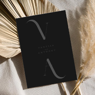 Elegante Moderne Minimalistische Matte Black Weddi Einladung