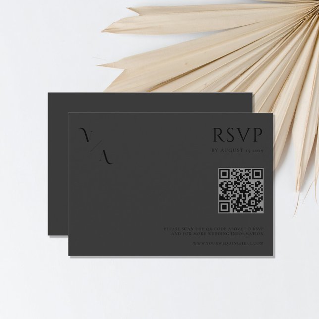 Elegante Moderne Minimalistische Matte Black Weddi RSVP Karte (Von Creator hochgeladen)