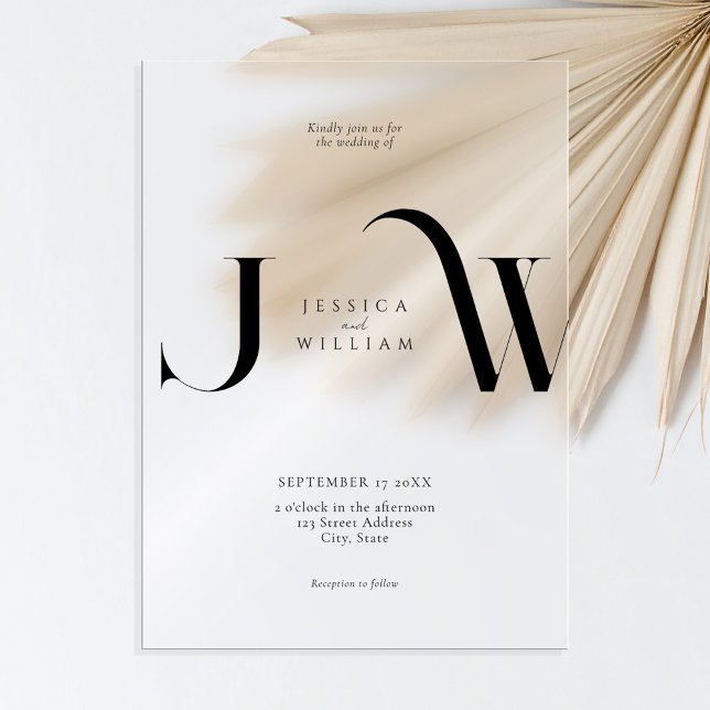 Elegante Moderne Minimalistische Mattierte Hochzei Acryleinladungen (Von Creator hochgeladen)