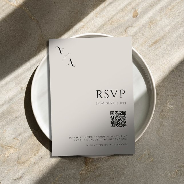 Elegante moderne Minimalistische Schwarz-Elfenbein RSVP Karte (Von Creator hochgeladen)