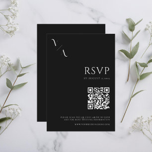 Elegante Moderne Minimalistische Schwarz-Weiß-Hoch RSVP Karte