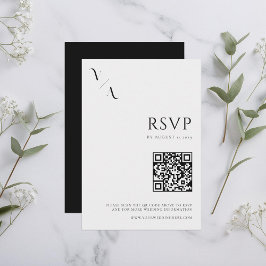 Elegante Moderne Minimalistische Schwarz-Weiß-Hoch RSVP Karte