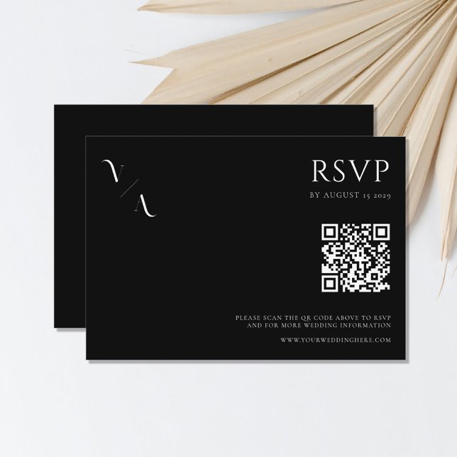 Elegante Moderne Minimalistische Schwarz-Weiß-Hoch RSVP Karte (Von Creator hochgeladen)