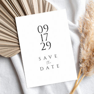 Elegante Moderne Minimalistische Schwarz-Weiß-Hoch Save The Date