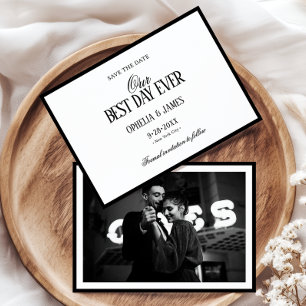 Elegante moderne minimalistische schwarze und weiß save the date