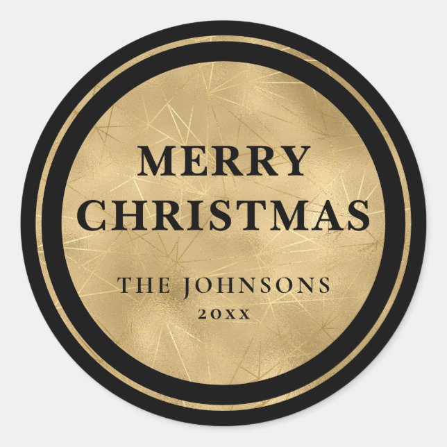 Elegante Moderne Minimalistische Schwarze Weihnach Runder Aufkleber (Vorderseite)