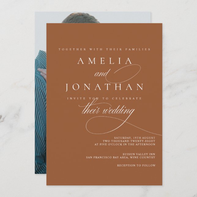 Elegante Moderne Minimalistische Skripteinladung z Einladung (Vorne/Hinten)