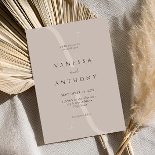 Elegante Moderne Minimalistische Taupe Hochzeit Einladung