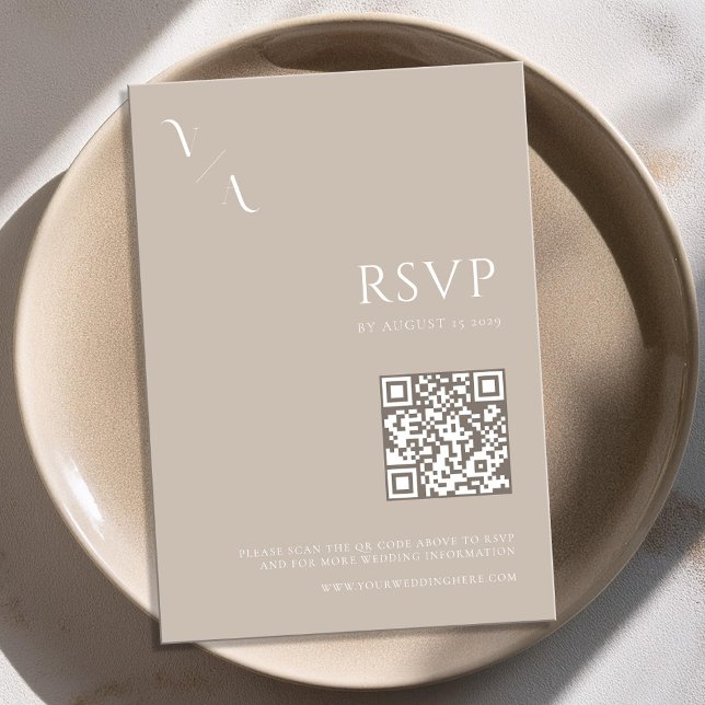 Elegante Moderne Minimalistische Taupe Hochzeit RSVP Karte (Von Creator hochgeladen)