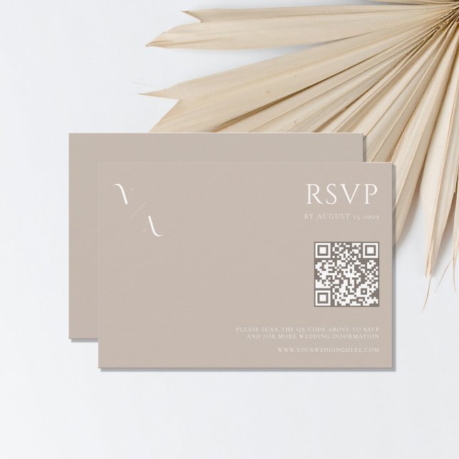 Elegante Moderne Minimalistische Taupe Hochzeit RSVP Karte (Von Creator hochgeladen)