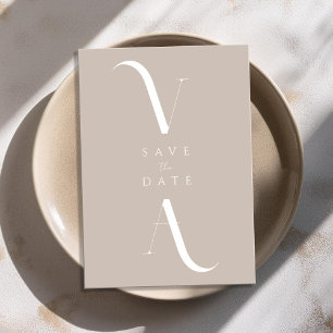 Elegante Moderne Minimalistische Taupe Hochzeit Save The Date