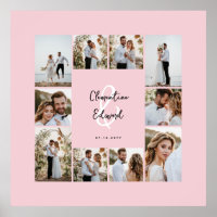 Elegante moderne minimalrosa Foto Collage Hochzeit