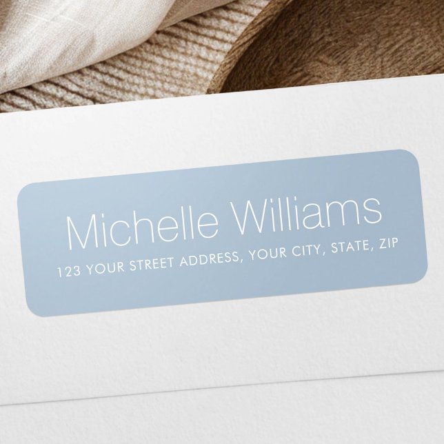 Elegante moderne minimalstaubige blaue Rücksendead (Elegant modern minimal dusty blue return address label)