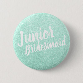 Elegante moderne Minze Glitzer Junior Brautjunior Button