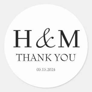 Elegante moderne Mit Monogramm Hochzeit Vielen Dan Runder Aufkleber