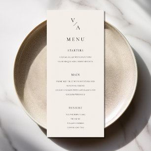 Elegante moderne Monogram Black and Ivory Wedding Menükarte