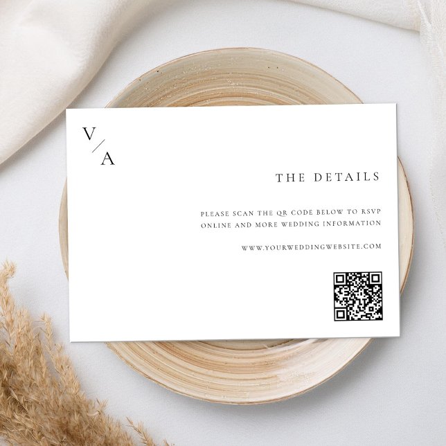 Elegante moderne Monogram Black and White Wedding Begleitkarte (Von Creator hochgeladen)