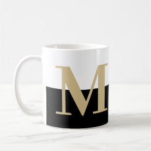 Elegante moderne Monogram-Geschenke Gold Black Cof Kaffeetasse
